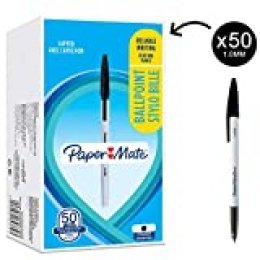 Paper Mate 045 bolígrafos - Punta fina (0,7 mm), Tinta negra, 50 unidades