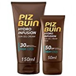 Piz Buin - Protección Solar Hydro Infusion Crema Solar en Gel SPF 30, 150 ml + Crema Solar Facial en Gel SPF 50, 50 ml