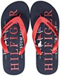 Tommy Hilfiger Nautical Print Beach Sandal, Sandalias con Punta Abierta para Hombre, Rojo (Primary Red XLG), 41 EU