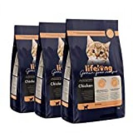 Marca Amazon Lifelong Alimento seco para gatitos con pllo fresco, receta sin cereales - 3kg *3