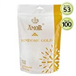 AMOR"Gold" 100 Preservativos De Naturales Para Una Sensación Auténtica, Real Y Extra Húmeda (Testados En Alemania)