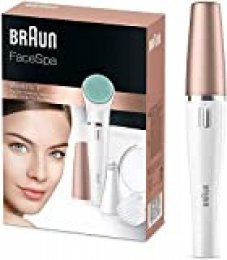 Braun FaceSpa 851 - Sistema 3 en 1 de depiladora facial, cepillo limpiador y masaje, color blanco