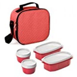 TATAY Urban Food Casual - Bolsa térmica porta alimentos con 4 tapers herméticos incluidos, 3 litros de capacidad, Rojo (Red Strawberry), 22.5 x 10 x 22 cm