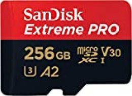 SanDisk Extreme PRO - Tarjeta de memoria microSDXC de 256 GB con adaptador SD, A2, hasta 170 MB/s, Class 10, U3 y V30