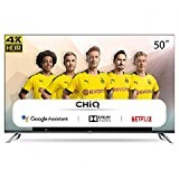 CHiQ Televisor Smart TV LED 50 Pulgadas, 4K UHD, HDR10/HLG, Android 9.0, WiFi, Bluetooth, Netflix, Prime Video, HDMI, USB - U50H7A