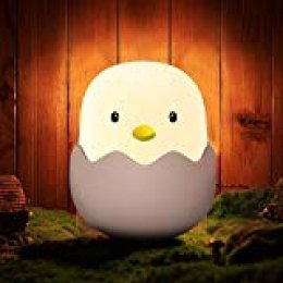 Luz de noche para niños, Aappy Tumbler Lámpara de diseño de cáscara de huevo linda portátil con brillo ajustable LED recargable para guarderías Baby Nightlights (blanco cálido)