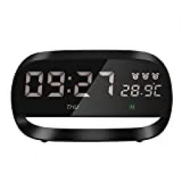 Decdeal - Led Reloj Digital con Luz de Noche (Táctil, 3 Alarmas, Snooze), Color Negro