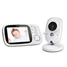 GHB Vigilabebés Inalambrico Bebé Monitor Inteligente con LCD 3.2" y Cámara Visión Nocturna
