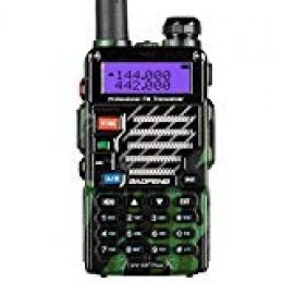 Baofeng UV-5R Plus 2m/70cm walkie Talkie portatil Radio Aficionado, Doble Banda VHF/UHF y 128 Canales de Memoria (Camuflaje)