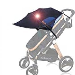 FREESOO Toldo Protector Solar Universal para Cochecitos Capazos Carrito de Bebé Sillas de Paseo Sombrilla Parasol Protección UV contra el Viento a Prueba de Lluvia con Malla Transpirable Negro