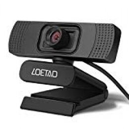 LOETAD Cámara Web 1080P Full HD Webcam con Micrófono Estéreo para Video Chat y Grabación Compatible con Windows, Mac y Android