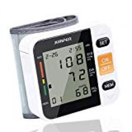 Jumper Monitor Automático de la Presión arterial de Muñeca monitor Esfigmomanómetro Digital con Pantalla LCD Grande Usuarios Duales Recordatorios de Memoria (Blanco)