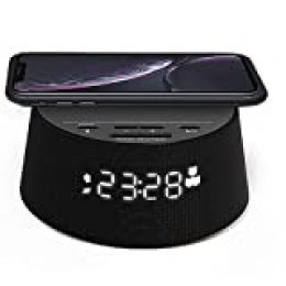 Philips Reloj Despertador Digital PR702/12 con Cargador inalámbrico (Cargador inalámbrico, Temporizador de Reposo, Alarma) Negro