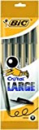 BIC Cristal Large bolígrafos Punta Ancha (1,6 mm) - Negro, Blíster de 5 unidades