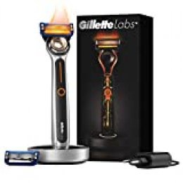 Gillette Labs Heated Razor Máquina de Afeitar Caliente + 1 Cuchilla de Recambio + Base de Carga + Enchufe Inteligente, Kit Básico