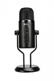 AmazonBasics - Micrófono de condensador profesional con USB, control de volumen y pantalla OLED, negro