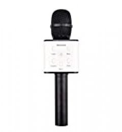 PRIXTON - Micrófono Inalámbrico Profesional, Funciona por Bluetooth y USB, Incluye 2 Altavoces y Función Karaoke, Color Negro