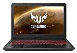 ASUS TUF Gaming FX504GD-EN561 - Ordenador portátil de 15.6" (Intel Core i7-8750H, 16 GB RAM, 1 TB HDD y 128 GB SSD, GeForce GTX1050, sin sistema operativo) Negro y Rojo - Teclado QWERTY Español