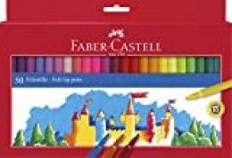 Faber-Castell 554250 - Estuche 50 rotuladores con punta de fibra, multicolor