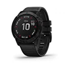 Garmin Fenix ​​6X Pro, reloj GPS multideporte definitivo, funciones de mapeo, música, monitoreo de ritmo ajustado por grado y sensores de pulso, negro con banda negra