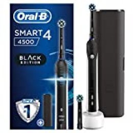 Oral-B Smart 4 4500 CrossAction - Cepillo eléctrico 1 negro, 3 modos: Blanqueado, Sensible, Cuidado Encías, 2 cabezales recambio, funda de viaje premium