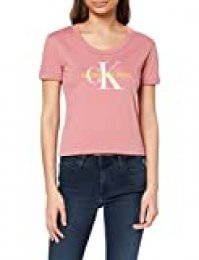 Calvin Klein Vegetable Dye Monogram Baby tee Camiseta, Morado (Brandied Apricot VAZ), 42 (Talla del Fabricante: X-Large) para Mujer
