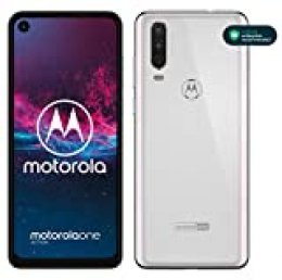Motorola One Action - Smartphone Dual SIM (Triple cámara: 12 MP + 5 MP y video de 16 MP con ultra gran angular, 128 GB/4 GB, Pantalla 6,3” FHD+, Android 9.0) - Color Blanco [Versión Española]