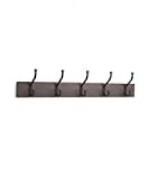 AmazonBasics - Perchero de madera de pared, 5 ganchos estándar 57 cm, Café, 2 unidades