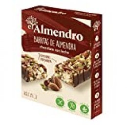 El Almendro - Barritas de Almendra y Chocolate con Leche - 4x25 gr - Sin Gluten - Sin Aceite de Palma - Alto Contenido en Fibra