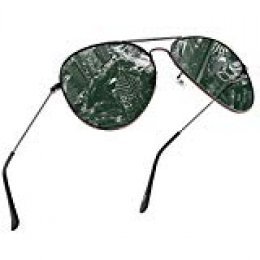 NWOUIIAY Gafas de Sol para Aviador Metal Polarizado 100% UV400 de Marco de Cuproníquel (Verde oscuro)
