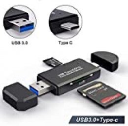 Hoonyer Lector de Tarjetas Memoria SD/Micro SD Lector Tarjetas SD USB 3.0 USB Tipo C para PC y portátil Smartphone Tablet con función OTG