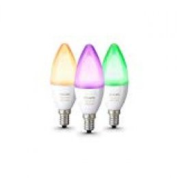 Philips Hue White and Color Ambiance - Pack de 3 bombillas LED E14, 6.5 W, iluminación inteligente, bombillas, cambian de color (compatible con Amazon Alexa, Apple HomeKit y Google Assistant)