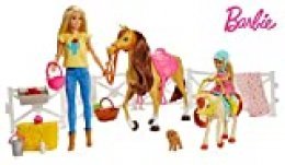 Barbie Muñecas Barbie y Chelsea con caballos y accesorios, regalo para niñas y niños 3-9 años (Mattel FXH15)