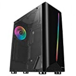 Mars Gaming MCX, Caja de PC ATX, Cristal Templado, Ventilador RGB DUAL RING, Negro
