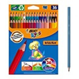BIC Kids Evolution ECOlutions Lápices para Colorear - colores Surtidos, Blíster de 36 unidades