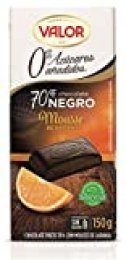 Chocolates Valor - Chocolate 70% Cacao, con Mousse de Naranja, Sin Azúcar, 150gr