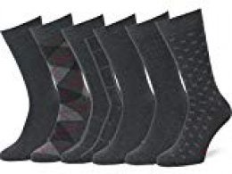 Easton Marlowe 6 PR Calcetines Sutilmente Estampados Hombre - 6pk #4-6, gris carbón - 43-46 talla de calzado UE