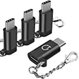 Adaptador USB C, Gritin 4 pack Adaptador USB Type C a Micro USB Conector Convertidor con Llavero para Carga y Transferencia de Datos para MacBook , OnePlus 2, Huawei P9, Nokia N1 y más