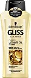 Gliss - Champú Ultimate Oil elixir - Para cabellos quebradizos y con falta de nutrición - 400ml - Schwarzkopf : Pack de 3 = 1200ml