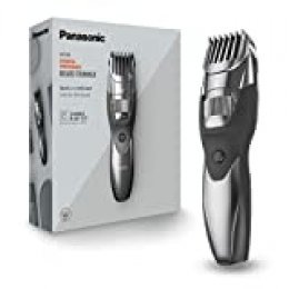 Panasonic ER-GB44-H503 - Recortador WET&DRY de barba para hombre con peine-guía, selector de ajuste rápido, recargable, acero inoxidable, batería larga duración, lavable, 20 ajustes, color plata