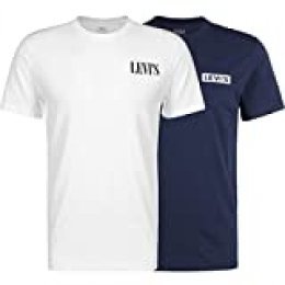 Levi's 2pk Crewneck Graphic Camiseta, Blanco (2pack tee White/Dress Blues 0002), X-Small (Pack de 2) para Hombre