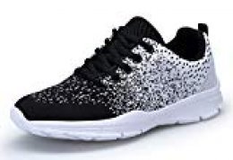 DAFENP Zapatillas Running Hombre Mujer Zapatos Deporte para Correr Trail Fitness Sneakers Ligero Transpirable XZ747-M-blackwhite1-EU41