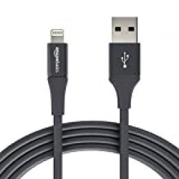 AmazonBasics - Cable USB A con conector Lightning, colección premium, 3 m, Pack de 2 - Gris