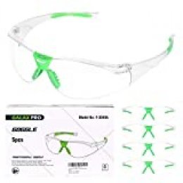 GALAX PRO Gafas de Seguridad, 5 Par Gafas Protección,a prueba de viento y rayones,Prueba de Polvo, Transparentes,para Laboratorio/Industria/Trabajo/Agricultura