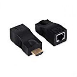 GHB Adaptador Extender HDMI 30M HDMI Cable RJ45 1080P Cat5a/6/7 Transmisión de Señal - Negro