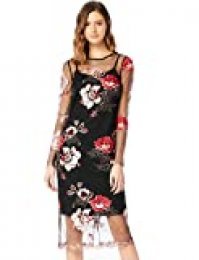 Marca Amazon - TRUTH & FABLE Vestido Mujer de Encaje de Flores Mujer, Multicolor (Multicoloured), 34, Label: XXS