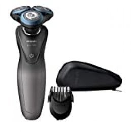 Philips Serie 7000 S7960/17 - Máquina de afeitar con cuhillas confort para la piel sensible, uso en seco/húmedo, 50 min de batería, incluye perfilador de barba y funda de viaje, color gris/negro
