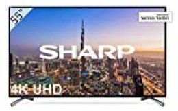 Sharp LC-55UI8652E - UHD Smart TV Slim de 55" (resolución 3840 x 2160, HDR+, 3X HDMI, 2X USB, 1x USB 3.0) Color Negro