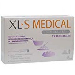 XLS Medical Carboblocker - 60 comprimidos -  Ayuda extra para quienes comen una gran cantidad de hidratos de 	carbono complejos como la pasta, el arroz y el pan. Bloquea hasta el 66% de los hidratos.