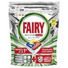 Fairy Platinum Plus Cápsulas para Lavavajillas, Elimina Restos Difíciles, Limón, 37 Cápsulas